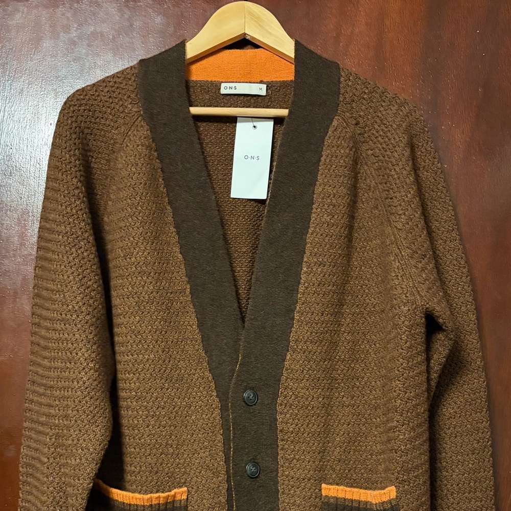 ONS Brown Cardigan Sweater for Men